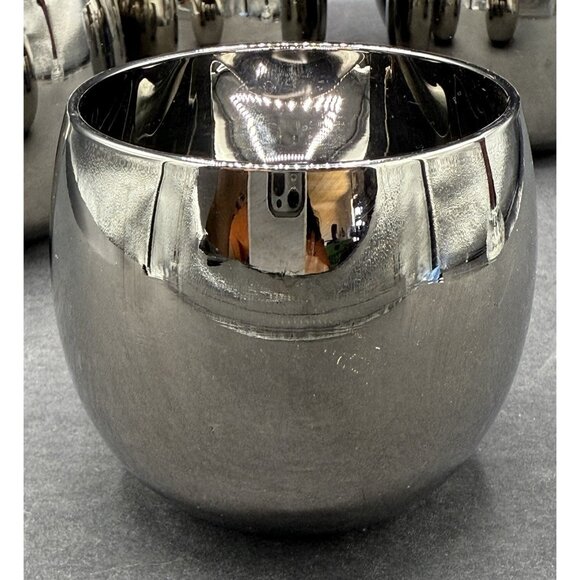 Vintage MCM Mercury Glass Roly Poly Bar Glasses 10oz Set of 8 - Picture 2 of 8